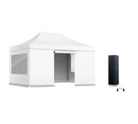 ACTIEXPRESS Pack Barnum Fenêtres Rideaux, Tonnelle Professionnelle 3X3, 3X4,5, 3X6 - Structure en Aluminium 55mm - Toit 450g/m² (Blanc, 3X4,5)