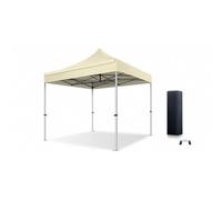 Actiexpress Tente Pliante 2X2, 2X3, 3X3... Structure Acier 32mm Toit 450g/m² Anti-feu qualité Pro tonnelle pour marché, Barnum Pliable Robuste + Sac Transport (Beige, 3X3)