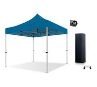 Actiexpress Tente Pliante 3X3 Structure Aluminium 45mm Toit 450g/m² qualité Pro tonnelle marché, Barnum Pliable Festival Gazebo Robuste. Sac Transport Roulette et Anti-UV Classement Feu M2. Bleu Azur