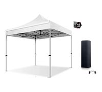 Actiexpress Tente Pliante 3X3 Structure Aluminium 45mm Toit 450g/m² qualité Pro, tonnelle marché, Barnum Pliable Festival Gazebo Robuste. Sac Transport Roulette et Anti-UV et Classement Feu M2. Blanc