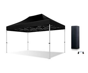 Actiexpress Tente Pliante Barnum Pliant Tonnelle Professionnelle 2x2,3X3,3x4.5,3x6,4x8 Structure en Aluminium 45mm Toit 380g/m² qualité professionelle (Noir, 2x3)