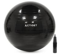 ACTIGET Ballon de fitness 75 cm pour exercices de pilates et de yoga avec pompe, gymnastique, noir
