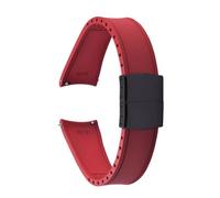 ACTINPANT Bracelet de Montre en fluoroélastomère Robuste 22 mm, Boucle déployante, étanche, Finition Mate, courbé, FKM (1 pièce)(Red-Fold buckle2)
