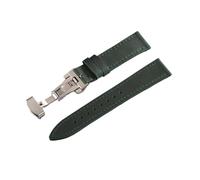 ACTINPANT Bracelet de montre vintage Crazy Horse en cuir véritable, 1 pièce, 18 mm, 19, 20, 21, 22, 24, boucle papillon, coutures apparentes(Army Green,24mm)