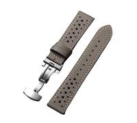 ACTINPANT Bracelet en cuir véritable vintage, universel et respirant, avec boucle papillon, disponible 18 mm, 19, 20 22 for hommes femmes(Gray,19mm)