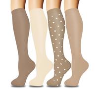 ACTINPUT Bas de Contention Femme et Homme，4 Paires Chaussettes de Compression pour Sportive, Cyclisme, Voyage en Avion, Course à pied, de Grossesse，de Vol et de Voyage