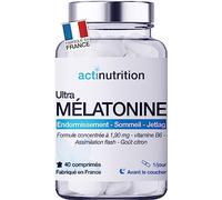 Actinutrition® Mélatonine 1,9mg - 40 nuits - Endormissement Rapide - Sommeil réparateur nuit après nuit - Sans accoutumance | Fabriqué en France
