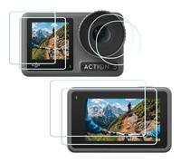 Action 3 Camera Screen Protector (for Accessories), 0.3mm High Definition Tempered Glass Film, 9H Hardness, Anti-Scratch (2 Front + 2 Back+2 Lenses)