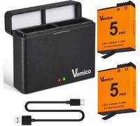 Action 5 Pro/4/3 Battery Charger Kit 2 Packs 2100mAh Replacement Batteries Type C USB Dual Channel LED Charger for Camera Action 5 Pro/Action 4/ Action 3.