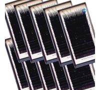 Action Boîte porte-bonheur : J-Curl Lot de 10 boîtes, extensions de cils de qualité supérieure, différentes longueurs, offre sensationnelle (0,07 mm)