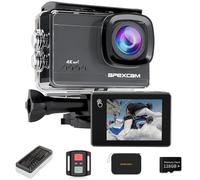 Action Cam 4K Étanche 60FPS avec Stabilisation EIS et Écran Tactile, Caméra Sport 64MP WiFi, Carte SD 128GB Incluse, 2 Batteries 1350mAh et Étui Portable - Pour Plongée, Cyclisme, Ski, Aventure