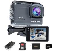 Action Cam 4K Étanche 60FPS avec Stabilisation EIS et Écran Tactile, Caméra Sport 64MP WiFi, Carte SD 128GB Incluse, 2 Batteries 1350mAh et Étui Portable - Pour Plongée, Cyclisme, Ski, Aventure
