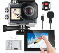 Action Cam 4K Ultra Hd 20Mp Caméra Sous-Marine Étanche 40 M 170 Degrés Ultra Grand Angle Wifi Stabilisation Glace Avec Double Batterie 1350 Mah Gris Foncé