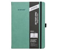 Action Day Planificateur hebdomadaire 2026 - Système de planification efficace et augmentation de la productivité, liste de tâches, objectifs, projets, agenda quotidien daté - 17,8 x 22,9 cm vert