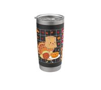 Action de grâce, dinde, chat, miaulement amusant, amoureux des chatons, Thanksgiving Gobelet isotherme en acier inoxydable double paroi