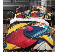 Action de tennis de table Housse de Couette Imprimé en 3D Microfibre résistante Confortable Parure de Lit Fermeture Éclair Hypoallergique Respirante for Adulte Enfants Filles Single（135x200cm）