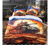 Action des chars de combat Parure de Lit Microfibre Hypoallergique Super Douce Léger Illustration de guerre Housse de Couette 3D Imprimée Fermeture Éclair Respirante for Femmes Single（140x200cm）