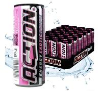 Action Energy Drink Exotic Boisson énergisante (48 x 250 ml) avec consigne - Boisson rafraîchissante au goût orange, mangue, fruit de la passion - Boisson énergétique avec teneur élevée en caféine 32