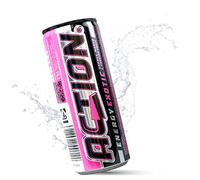 ACTION Energy Drink Exotic Lot de 24 canettes jetables de 250 ml avec orange, mangue, goût fruit de la passion, 32 mg/100 ml de caféine - Pour une meilleure concentration en caféine