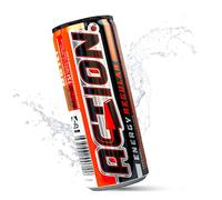 ACTION Energy Drink Regular Lot de 24 canettes de 250 ml jetables au goût Tutti-Frutti, 31,5 mg/100 ml de caféine - Pour une meilleure concentration en caféine
