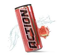 ACTION Energy Drink Watermelon Zero Edition Lot de 24 canettes de 250 ml - 32 mg/100 ml de caféine - Bug énergétique avec augmentation de la teneur en caféine - Jetable