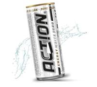 Action Energy Drink White Zero (48 x 250 ml) avec consigne - Boisson rafraîchissante et énergisante avec teneur élevée en caféine 30 mg/100 ml de caféine Performance améliorée
