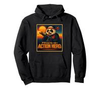 Action Hero Panda Rétro Sunset Warrior Sweat à Capuche