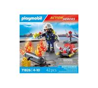 Playmobil 71826 Pompier – Pompe à eau & réservoir enflammé