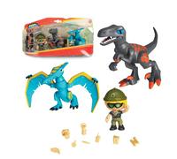 Action Heroes Dino Pack, 2 Dinosaures, 1 Personnage, Accessoires pour garçons et Filles à partir de 4 Ans, célèbre ACN00010