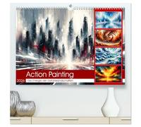 Action Painting: Die Energie der Gefühlslandschaften (hochwertiger Premium Wandkalender 2026 DIN A2 quer), Kunstdruck in Hochglanz: Dynamische Pinselstriche fangen Emotionen in kraftvollen Farben ein.
