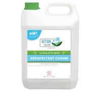 ACTION VERTE - Désinfectant cuisine - Nettoie, dégraisse et désinfecte - Label Ecocert - Formule naturelle - Contact alimentaire - 5L - Fabrication française