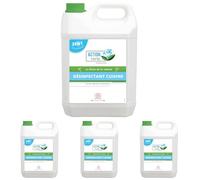 ACTION VERTE - Désinfectant cuisine - Nettoie, dégraisse et désinfecte - Label Ecocert - Formule naturelle - Contact alimentaire - 5L - Fabrication française (Lot de 4)