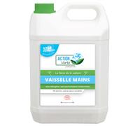 ACTION VERTE - Liquide vaisselle Mains Hypoallergénique - Nettoie, Dégraisse, Désincruste - 93% Ingrédients d'Origine Naturelle - Certifié Ecocert - Fabrication Française - 5 Litres