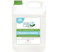 ACTION VERTE - Liquide vaisselle Mains Hypoallergénique - Nettoie, Dégraisse, Désincruste - 93% Ingrédients d'Origine Naturelle - Certifié Ecocert - Fabrication Française - 5 Litres