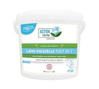 ACTION VERTE - Pastilles Lave-vaisselle Tout-en-Un - Lavage + Rinçage + Sel Régénérant - 100% Ingrédients d'Origine Naturelle - Certifiées Ecocert - Fabrication Française - 160 Tablettes