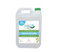 ACTION VERTE - Triple action - Nettoie, désodorise et dégraisse les sols - sans traces et fait briller - Formule naturelle - Label Ecocert - Bouchon doseur - 125 lavages - 5L - Fabrication française