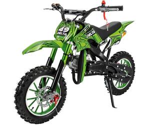 Actionbikes Motors Mini Delta 49 cc Moto-cross pour Enfants | Freins à disque - Filtre à air sport - Échappement sport - Pneus à air - Pocket Bike - Moto - Motocross - Dirt Bike - Dirtbike (Vert)