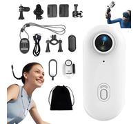 ActionSnap-Caméra d'action au pouce 4K, caméra d'action ActionSnap 2025, la plus petite caméra haute résolution au monde, étui étanche, clip magnétique, pour voyage, enregistrements de vie (blanc, pas