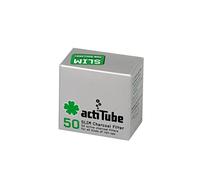 actiTube Charbon Actif Mince, 4 boîtes de 50 = 4 x 50 = 200 filtres, 0, Argent, 1 Paquet