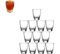 ACTIUSIS Lot de 12 verres à liqueur, petits verres à liqueur, 35 ml/3 cl, en verre transparent, avec fond épais, verres à shot transparents, pour les fêtes de vacances, les bars familiaux