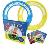 Activ Life Active Flyer : Anneaux de Frisbee aérodynamiques - Amusant en Plein air pour Les Enfants, garçons ou Filles de Tous âges. Lot de 2 (Cyan/Jaune)
