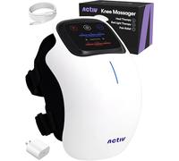 Activ Masseur de Genou (Blanc) avec Chaleur infrarouge, Lumière rouge et Massage par Vibration, Détend les Muscles, Adaptateur et Sangles Réglables inclus, Sans Fil, Portatif