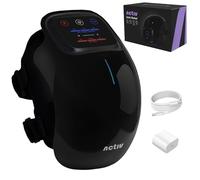 Activ Masseur de Genou (Noir) avec Chaleur infrarouge, Lumière rouge et Massage par Vibration, Détend les Muscles, Adaptateur et Sangles Réglables inclus, Sans Fil, Portatif