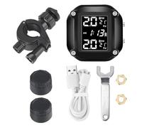 Activateur de Valve de Pneu Système d'alarme de Surveillance de la Pression des pneus de Moto, écran LCD TPMS avec 2 capteurs externes sans Fil pour Véhicule Moniteur de Pression des Pneus