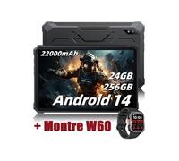 Active 8 Pro Tablette Incassable 10.36 2.4K FHD+ 24Go+256Go 22000mAh(33W) 48MP+16MP Android 14 Noir Avec W60 Noir