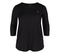Zizzi Active T-shirt de sport pour femme Grandes tailles - T-shirt de sport - T-shirt d'entraînement à manches 3/4 et col rond - Décontracté, confortable et extensible - Grande taille 42-56, Noir , 58