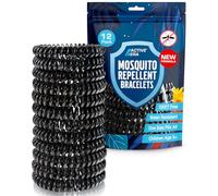 Active Era Lot de 12 bracelets anti-moustiques pour enfants et adultes - Protection naturelle contre les moustiques - Imperméables - 10 jours de protection - 100 % sans DEET - Noir