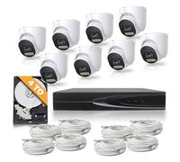 Active Media Concept Kit Vidéo Surveillance AI : 8 caméras dômes 4K POE intérieur extérieur avec enregistreur NVR POE Disque Dur 4To + 8 câbles 20m