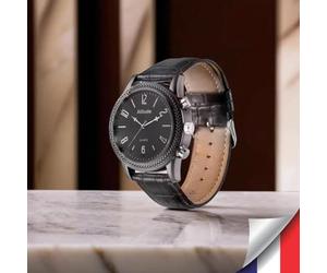 Active Media Concept Montre Caméra Espion Full HD 1080p Vision Nocturne Enregistrement Audio Vidéo 32 Go Stockage Batterie Rechargeable Design Élégant Bracelet Cuir