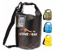 Active Peak® Sac Étanche à Fermeture Dry-Bag Roll-Top 2L/5L/10L/20L - Ultra-Résistant avec Bandoulière, Idéal pour Plage, Bateau & Paddle + Housse Téléphone Étanche (Noir, 10 litres)